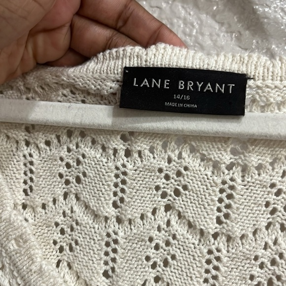 Lane Bryant Sleeveless V-Neck Pointelle Sweater Size 14/16 - Picture 4 of 11